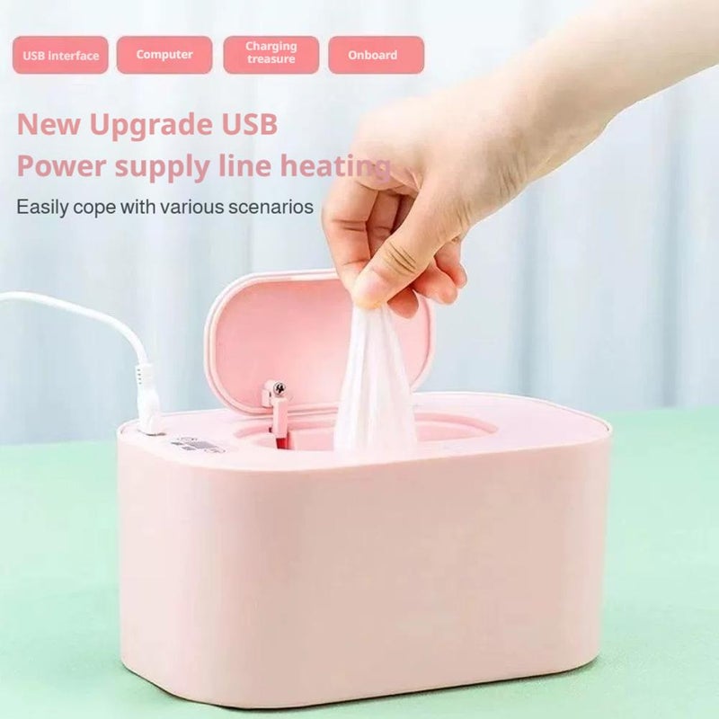 Baby Wipe Warmer, Portable Large Capacity Wipes Warmer Dispenser with LED Display, Adjustable Baby Wet Wipes Holder, Quiet and Evenly Overall Heating for Home Car Travel Use (white) - Image 3